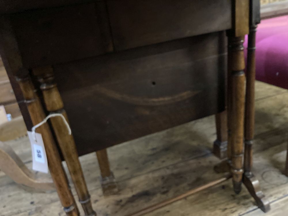 A small late Victorian walnut Sutherland table, width 50cm height 52cm
